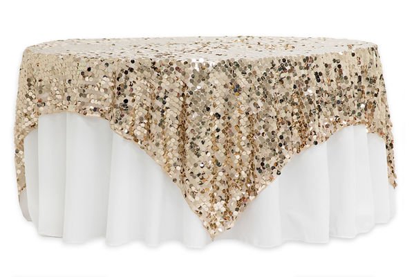90"x90" Square Large Payette Sequin Table Overlay Topper