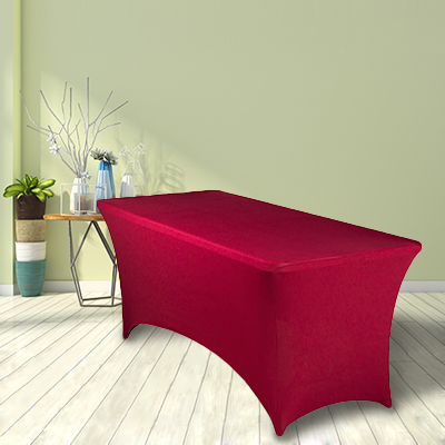 Red polyester spandex lycra tablecloth wedding table cloth supplier