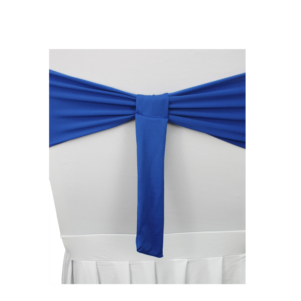 Wholesale Cheap Blue Spandex Satin Chair Sashes Bow For Banquet Party Event Wedding Decoration