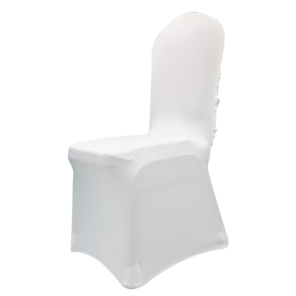 190 or 165 GSM White Stretch Spandex Banquet Chair Cover With Foot Pockets