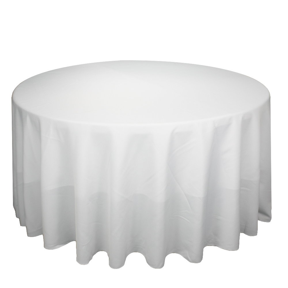 Wholesale white fitted polyester round linen banquet wedding table cloth tablecloths for sale 