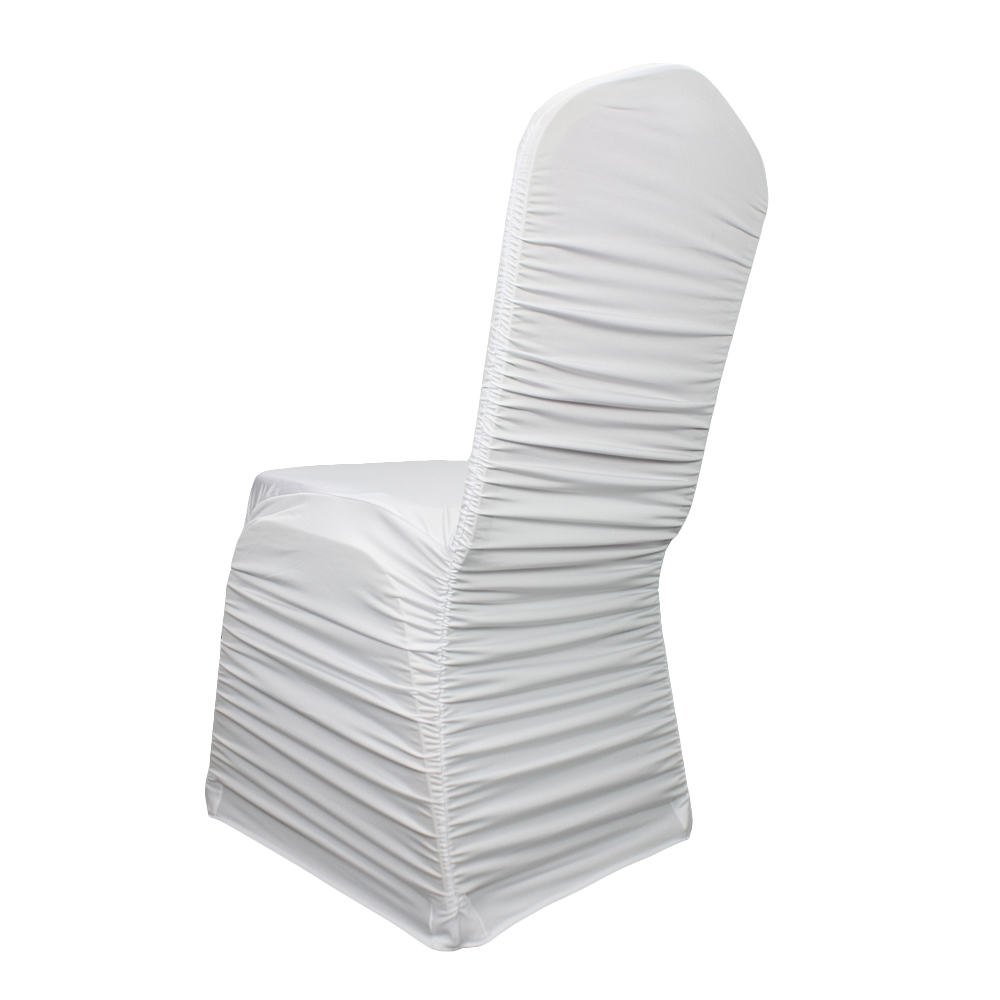 luxury white stretch spandex ruched banquet wedding slipcovers chair