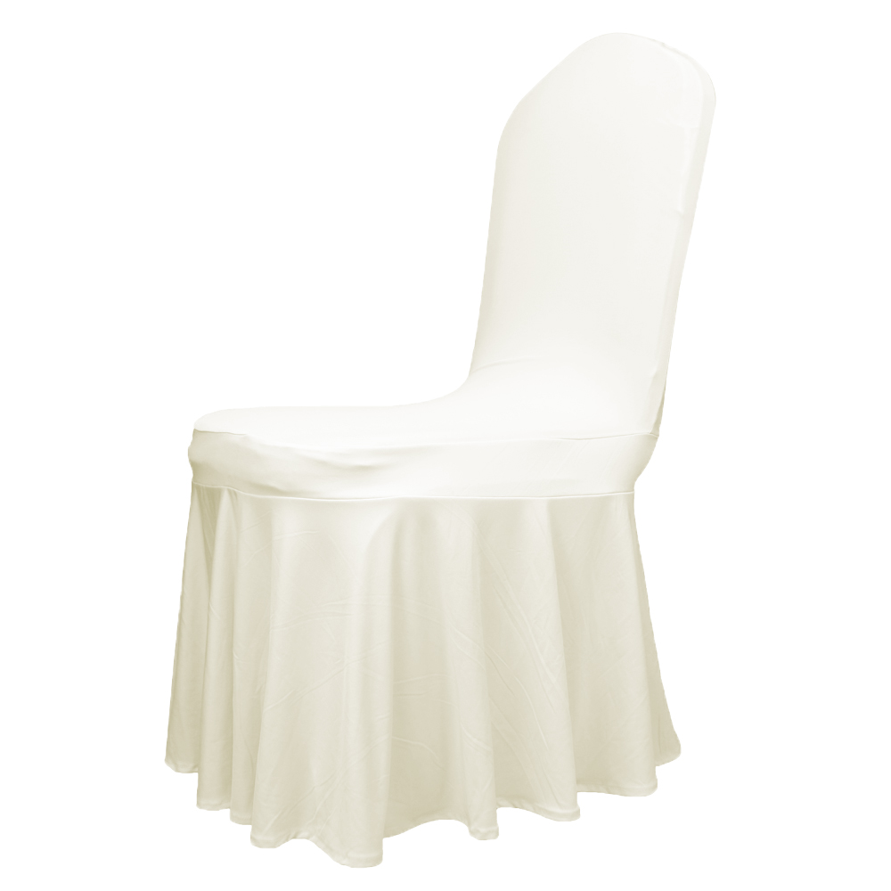 Wholesale polyester white stretch spandex ruffled banquet wedding chair