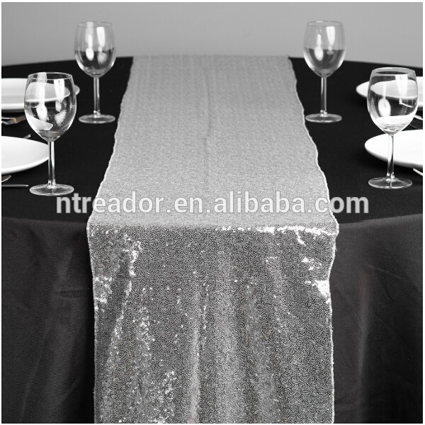 Wholesale cheap silver sequin dining table runner 