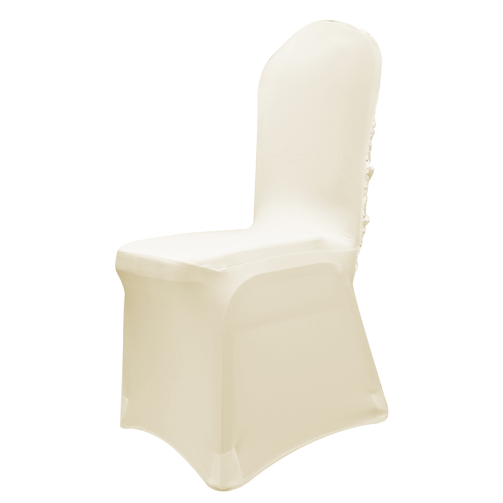 165 or 190 GSM Beige Stretch Spandex Banquet Wedding Chair Cover With Foot Pockets