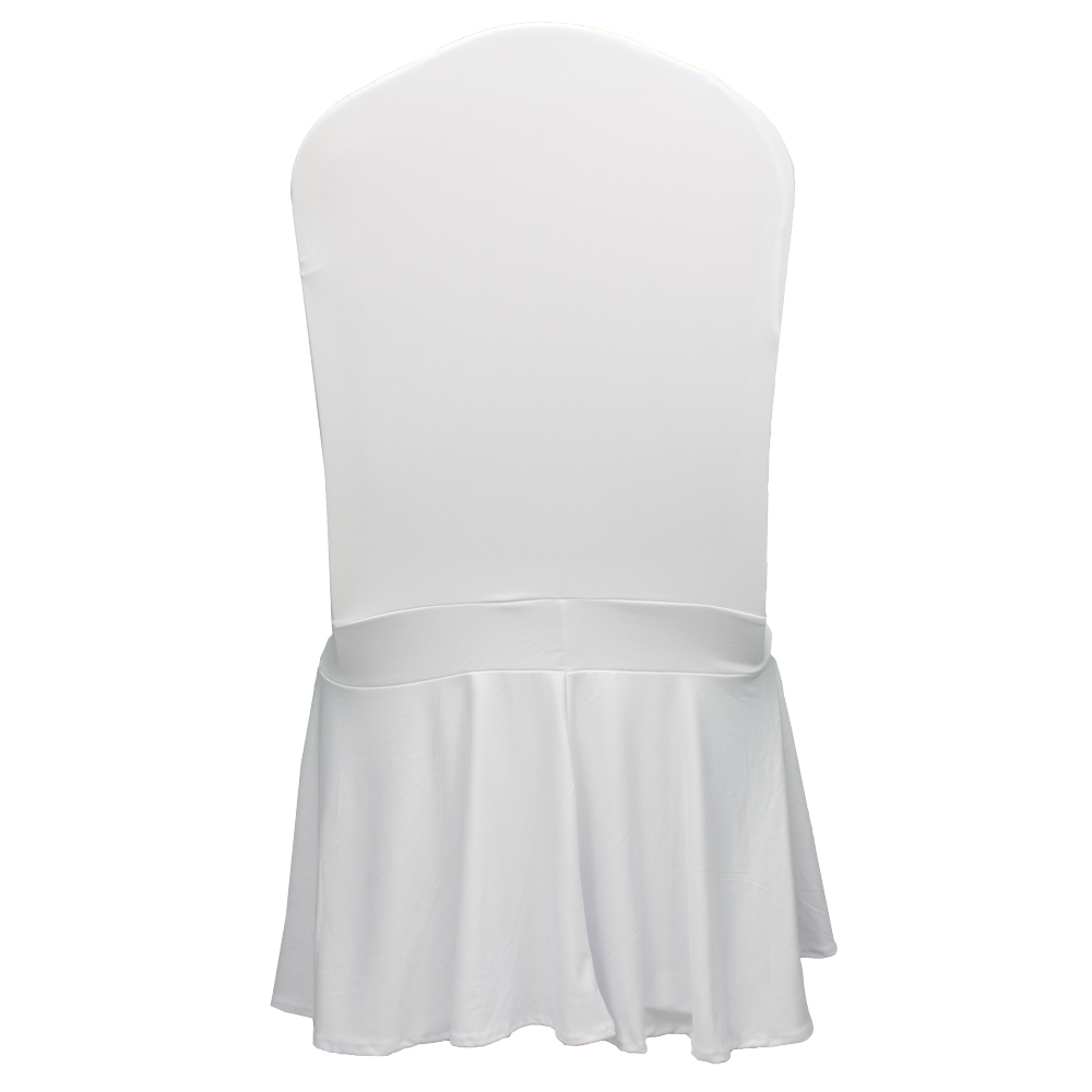 Wholesale polyester white stretch spandex ruffled banquet wedding chair cover