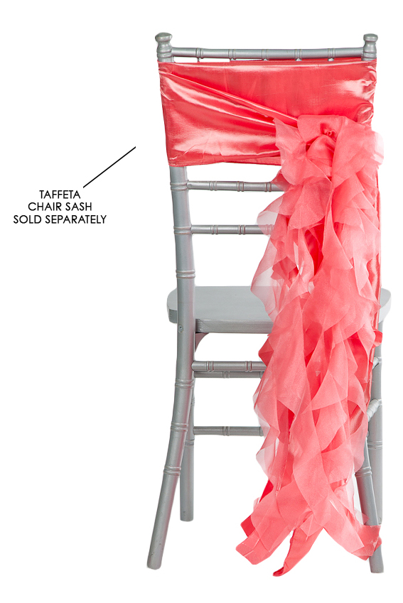 China suppliers wedding taffeta ruffled curly willow organza satin chair sash tie chair decoration sashes